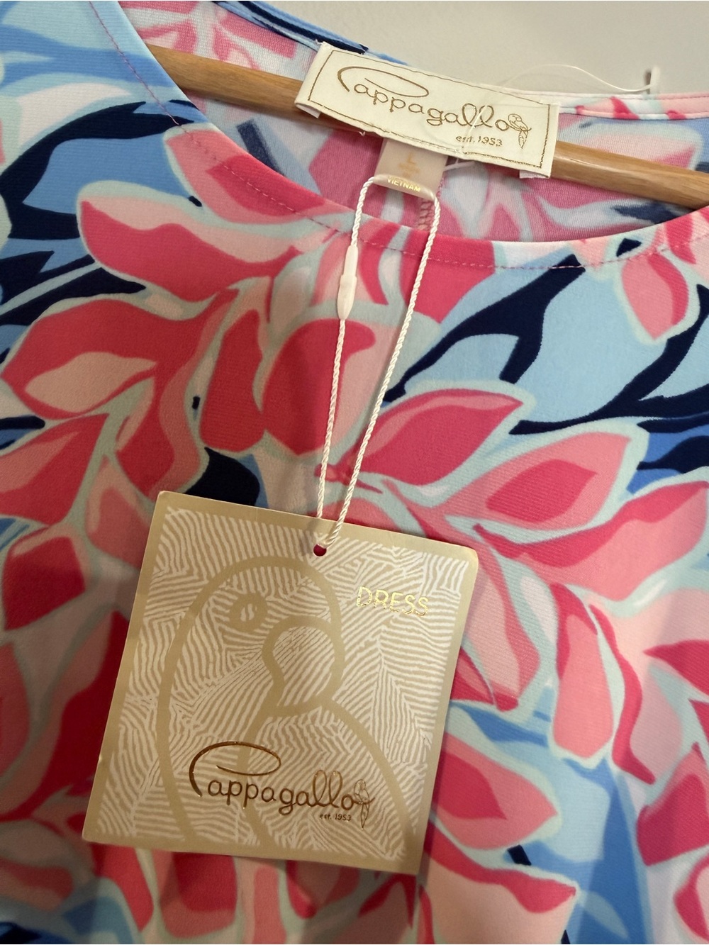 Pappagallo Pink & Light Blue Floral Dress Top